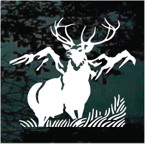 Elk Mountain Scene Window Decals